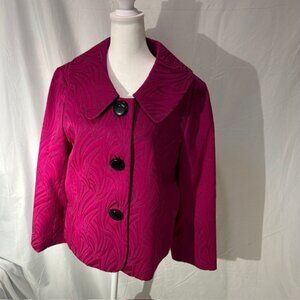 Chaus Raspberry Embossed Button Jacket – Women’s Size 14 Business Formal Blazer